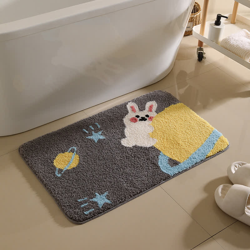 Ownkoti Cartoon Animal Pattern Non-slip Bath Mat - Rabbit - 19"W x 31"L - image 2
