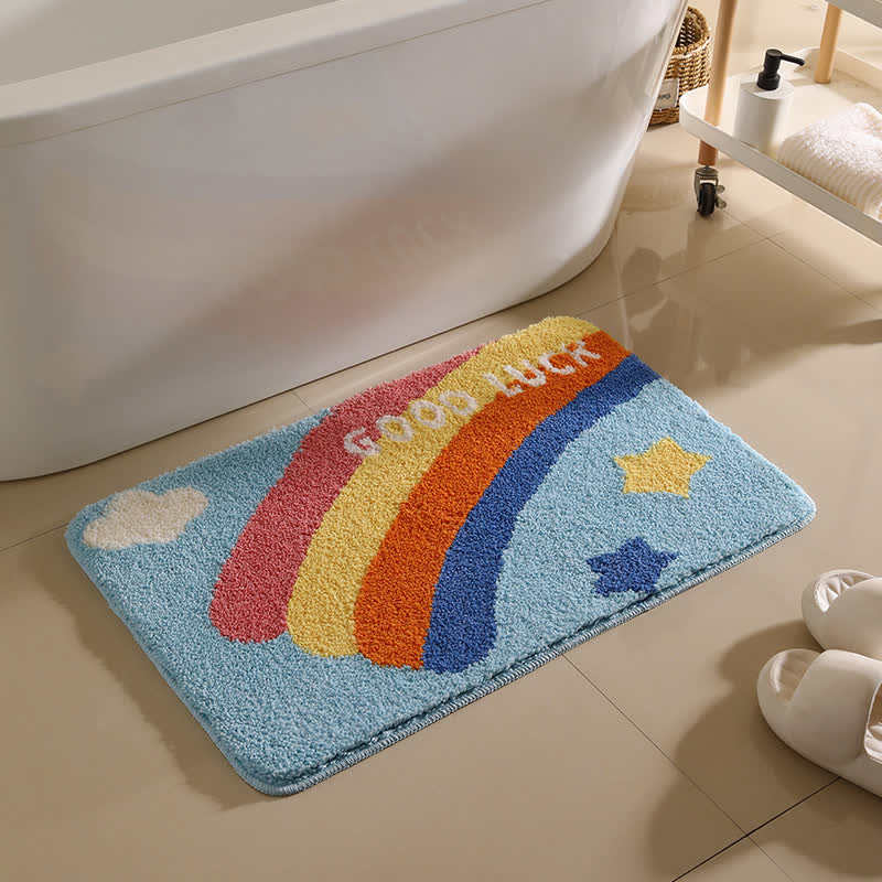 Ownkoti Rainbow Star Pattern Non-slip Bath Mat - Blue - 19"W x 31"L - image 1