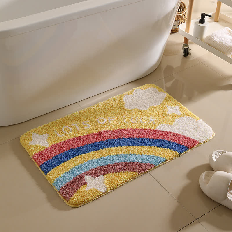 Ownkoti Rainbow Star Pattern Non-slip Bath Mat - Yellow - 19"W x 31"L - image 0