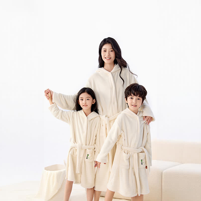 Ownkoti Matching Family Solid Color Hooded Bathrobe - image 2