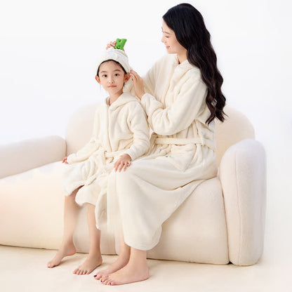 Ownkoti Matching Family Solid Color Hooded Bathrobe - Beige - Adult:L - image 0