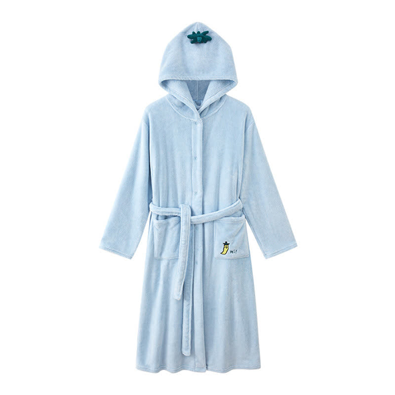 Ownkoti Matching Family Solid Color Hooded Bathrobe - Blue - Adult:L - image 6
