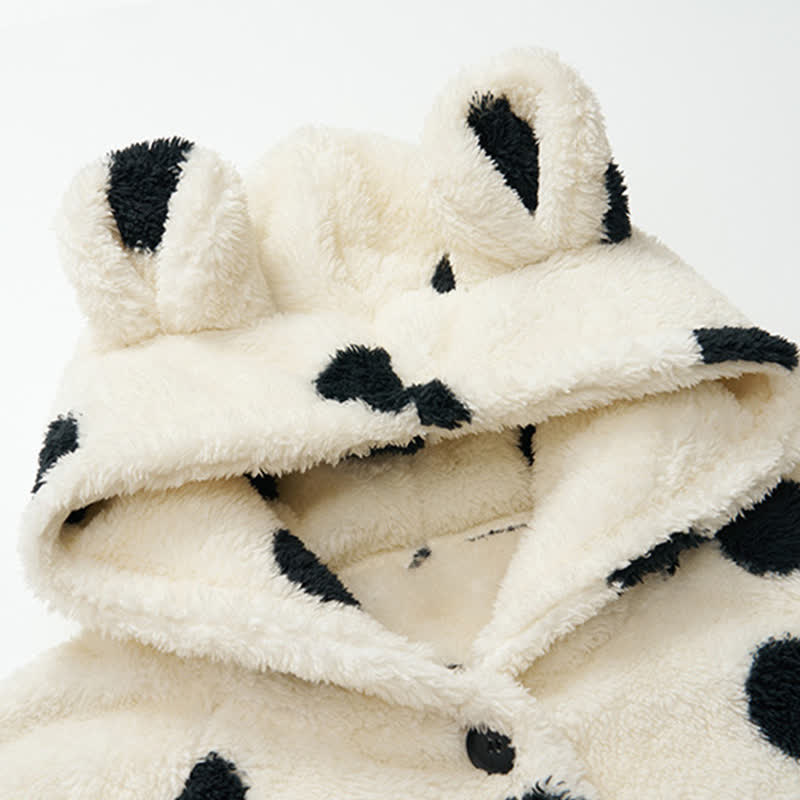 Ownkoti Polka Dot Hooded Plush Loungewear Set - image 3