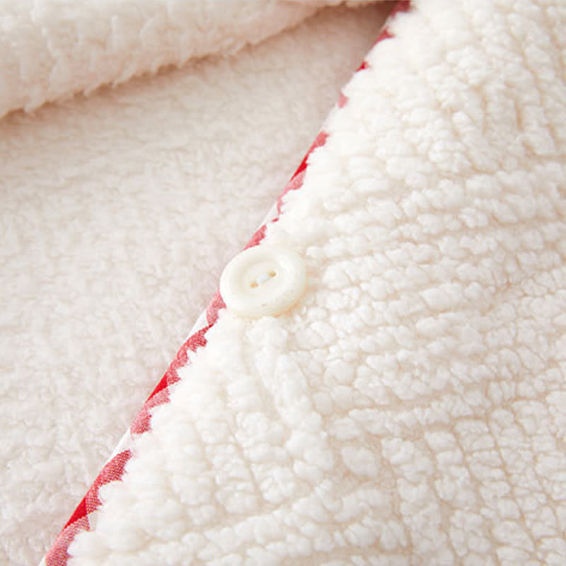 Ownkoti Stripe Textured Hooded Button Plush Robe - image 10