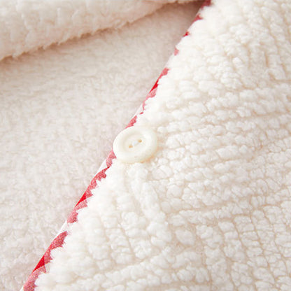 Ownkoti Stripe Textured Hooded Button Plush Robe - image 10