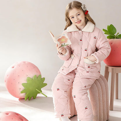 Ownkoti Cherry Print Quilted Child Loungewear Set - image 2