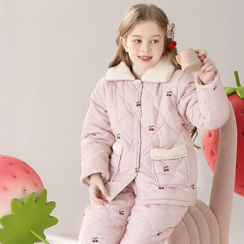 Ownkoti Cherry Print Quilted Child Loungewear Set - image 3
