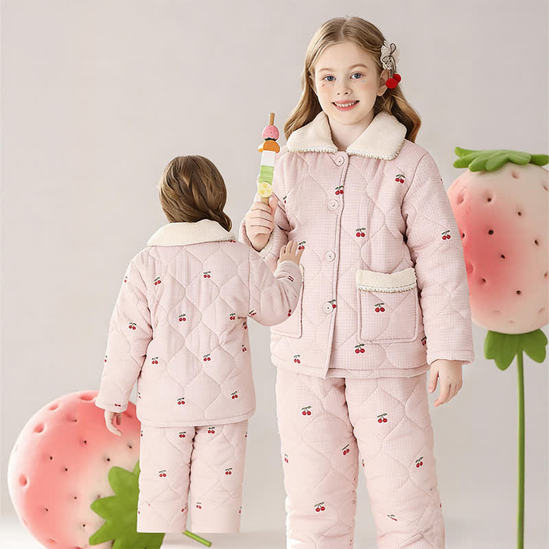 Ownkoti Cherry Print Quilted Child Loungewear Set - image 1
