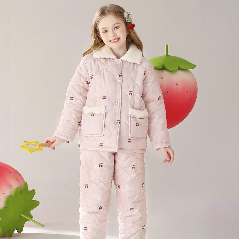 Ownkoti Cherry Print Quilted Child Loungewear Set - Pink - Child:170cm - image 0