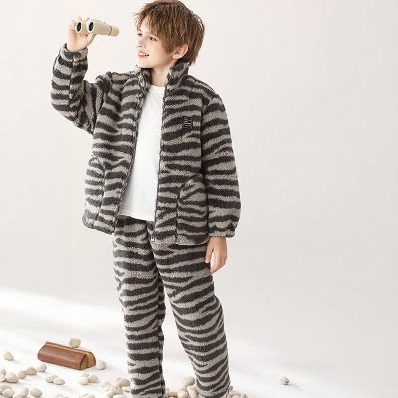 Ownkoti Zebra Print Zip-up Child Loungewear Set - image 1