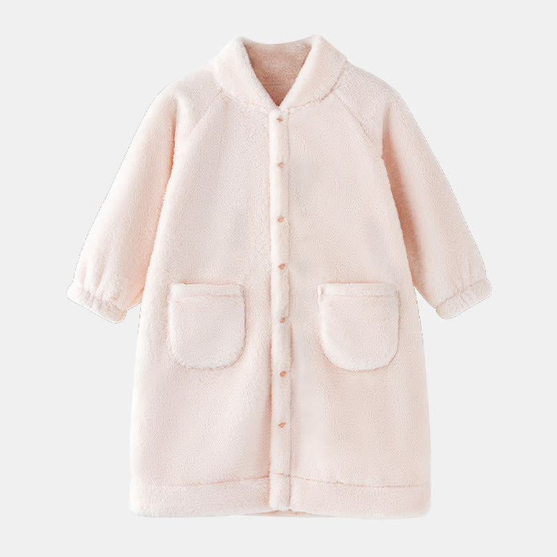 Ownkoti Solid Color Plush Baby Robe - White - Bathrobe - Child:130cm - image 6