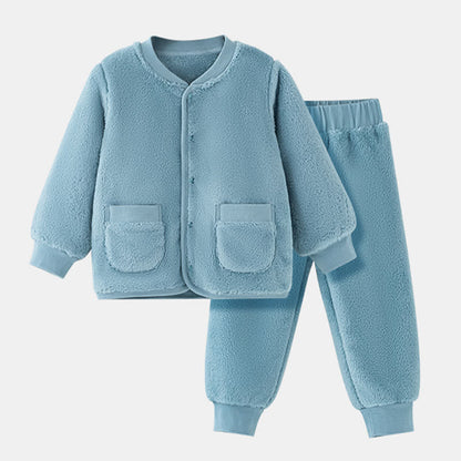 Ownkoti Solid Color Plush Baby Robe - Blue - Loungewear - Child:130cm - image 12