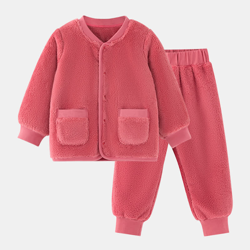 Ownkoti Solid Color Plush Baby Robe - Red - Loungewear - Child:130cm - image 13