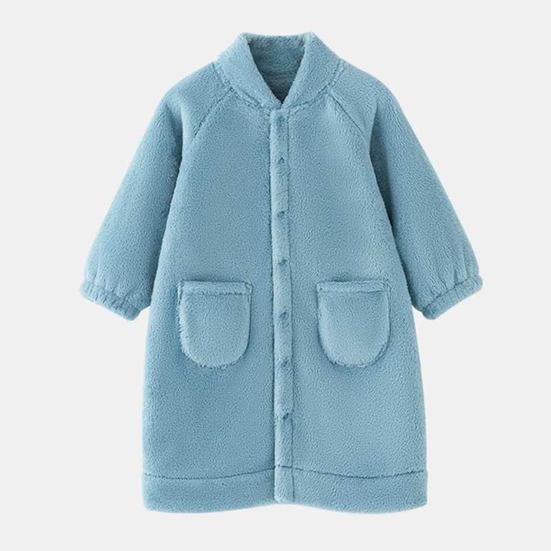Ownkoti Solid Color Plush Baby Robe - Blue - Bathrobe - Child:130cm - image 11