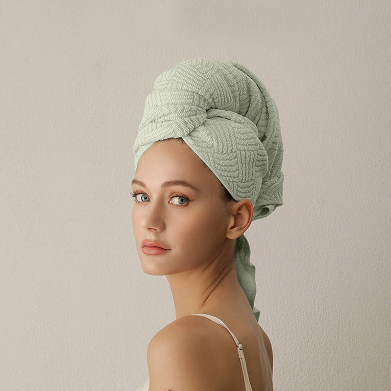 Ownkoti Breathable Antibacterial Hair Drying Towel Wrap - Green - 2PCS - 26" x 39" - image 7