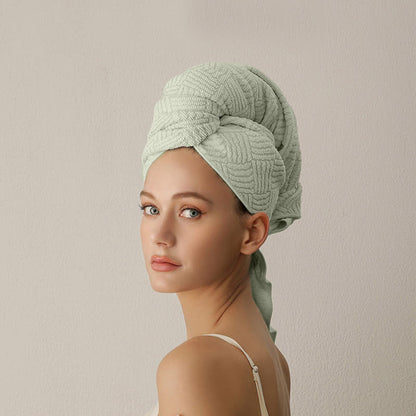 Ownkoti Breathable Antibacterial Hair Drying Towel Wrap - Green - 2PCS - 26" x 39" - image 7