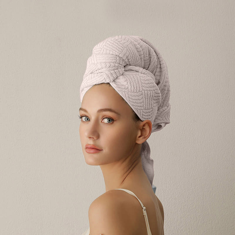 Ownkoti Breathable Antibacterial Hair Drying Towel Wrap - Pink - 2PCS - 26" x 39" - image 4