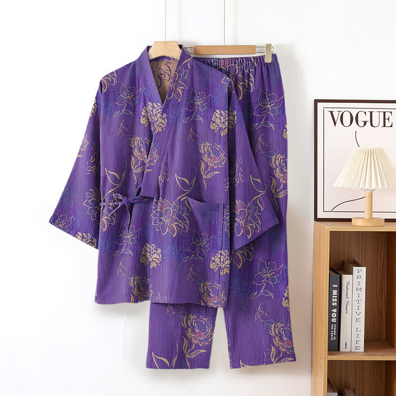 Ownkoti Peony Cotton Gauze Kimono Loungewear Set - image 2
