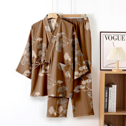 Ownkoti Large Ginkgo Leaf Cotton Kimono Pajamas - image 14