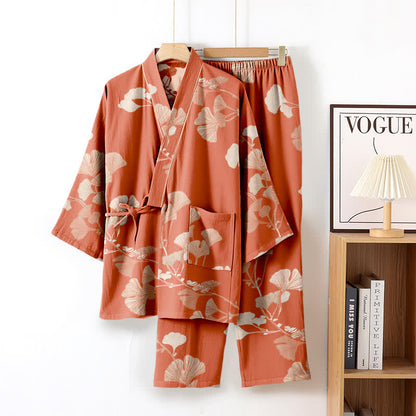 Ownkoti Large Ginkgo Leaf Cotton Kimono Pajamas - image 8