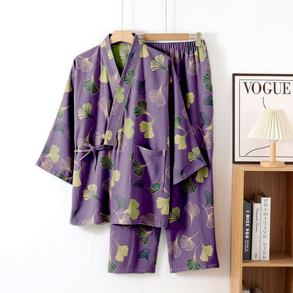 Ownkoti Ginkgo Cotton Gauze Kimono Loungewear Set - image 29