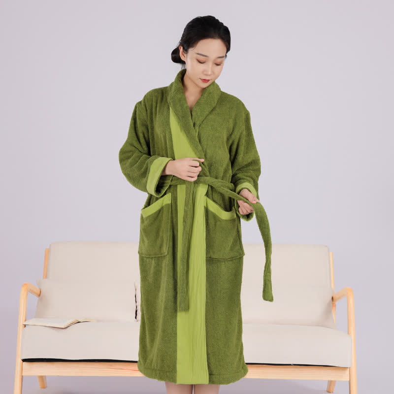 Ownkoti Minimalist Style Colorblock Cotton Bathrobe - image 0