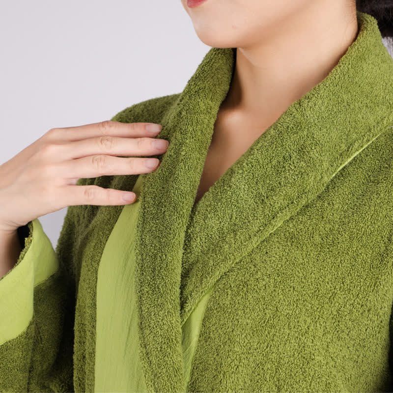 Ownkoti Minimalist Style Colorblock Cotton Bathrobe - image 2