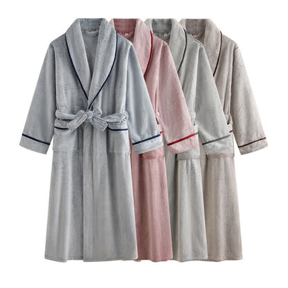 Ownkoti Unisex Plush Solid Color Warm Bathrobe - image 8