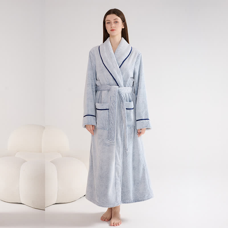 Ownkoti Unisex Plush Solid Color Warm Bathrobe - Light Blue - XL - image 6