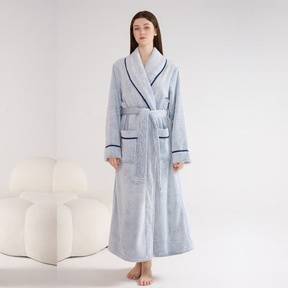 Ownkoti Unisex Plush Solid Color Warm Bathrobe - Light Blue - XL - image 6
