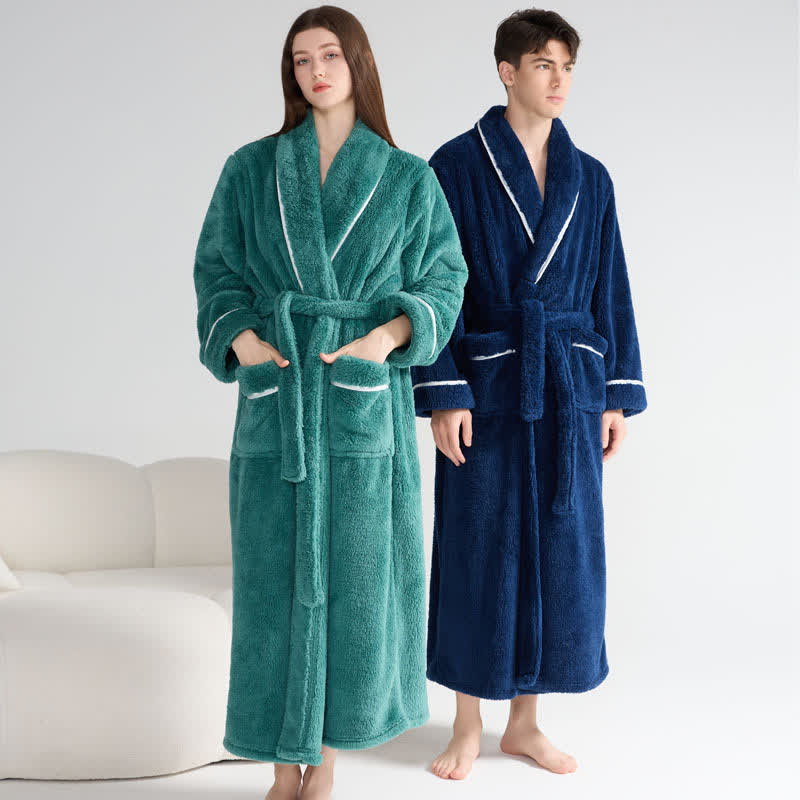 Ownkoti Unisex Plush Solid Warm Long Robe - image 0