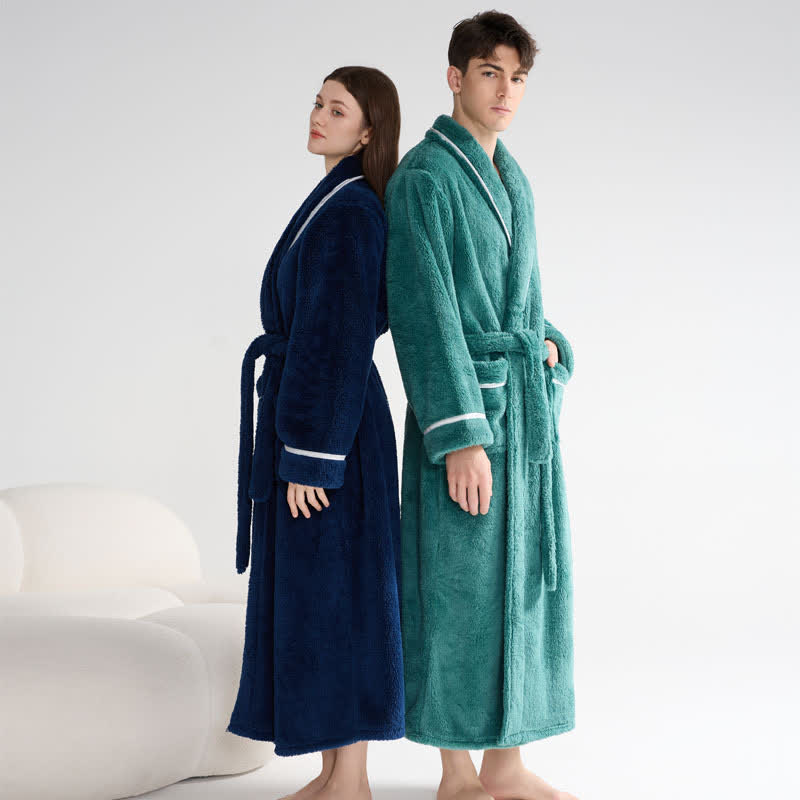 Ownkoti Unisex Plush Solid Warm Long Robe - image 2