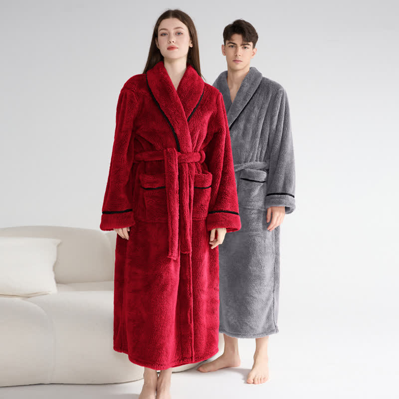 Ownkoti Unisex Plush Solid Warm Long Robe - image 3