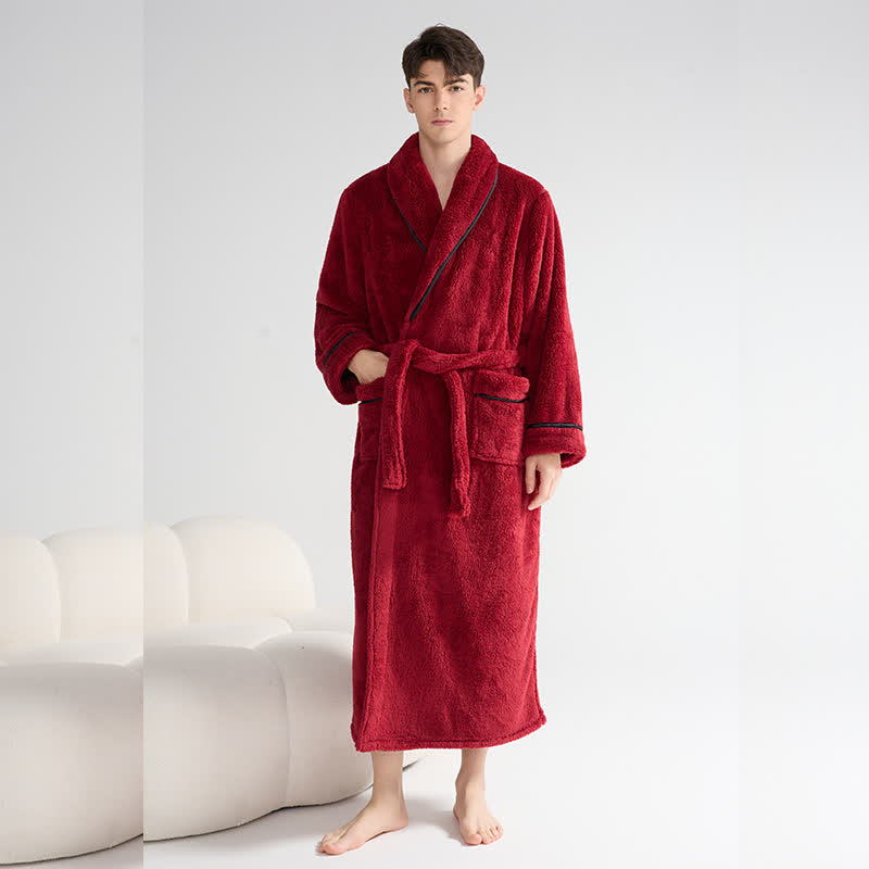 Ownkoti Unisex Plush Solid Warm Long Robe - image 7