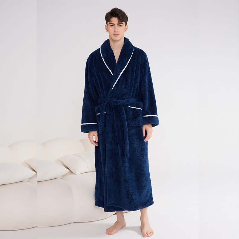 Ownkoti Unisex Plush Solid Warm Long Robe - image 9