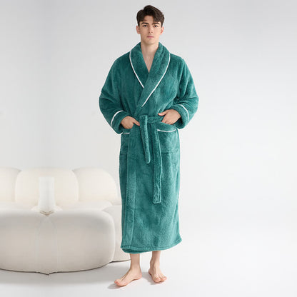 Ownkoti Unisex Plush Solid Warm Long Robe - image 5