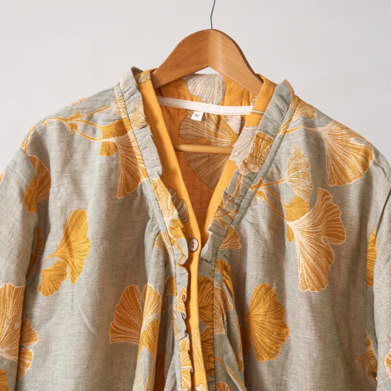 Ownkoti Ginkgo Leaf Hanfu Inspired Cotton Nightdress - image 34