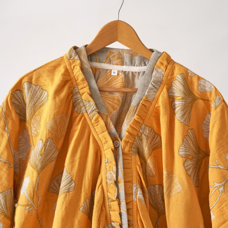 Ownkoti Ginkgo Leaf Hanfu Inspired Cotton Nightdress - image 30