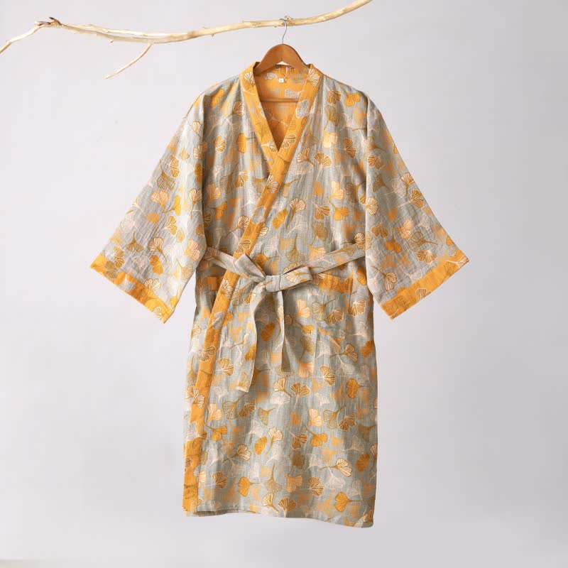 Ownkoti Ginkgo Biloba Cotton Gauze Kimono Robe - image 42