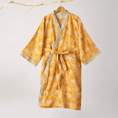 Ownkoti Ginkgo Biloba Cotton Gauze Kimono Robe - image 37