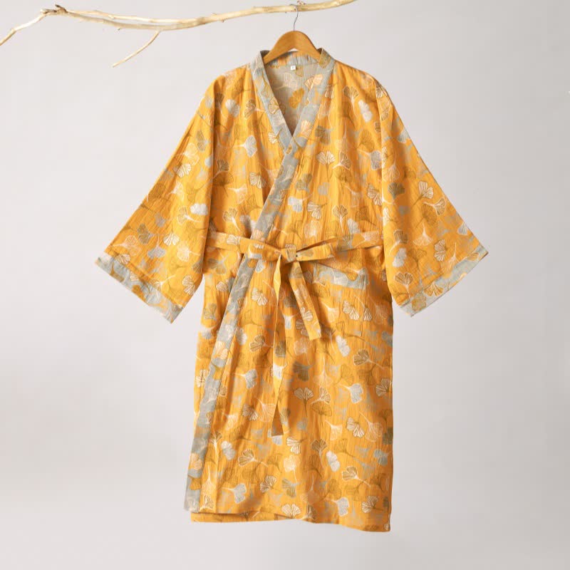 Ownkoti Ginkgo Biloba Cotton Gauze Kimono Robe - image 37