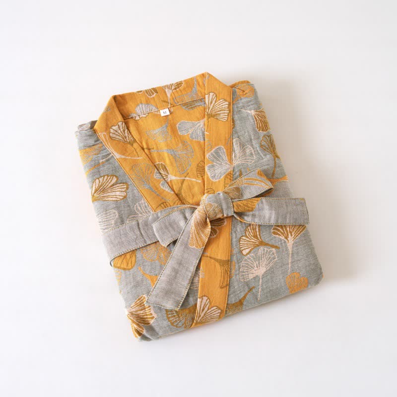Ownkoti Ginkgo Biloba Cotton Gauze Kimono Robe - image 44