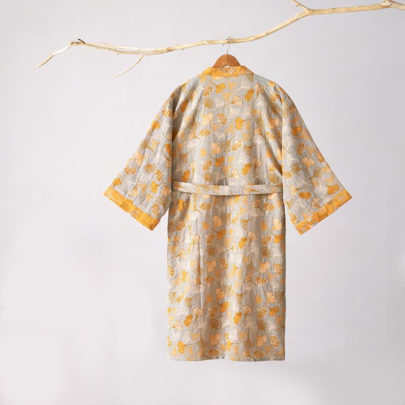 Ownkoti Ginkgo Biloba Cotton Gauze Kimono Robe - image 43