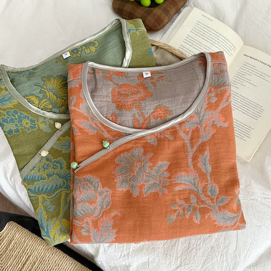 Ownkoti Oriental Style Peony Cotton Gauze Pajamas - image 0