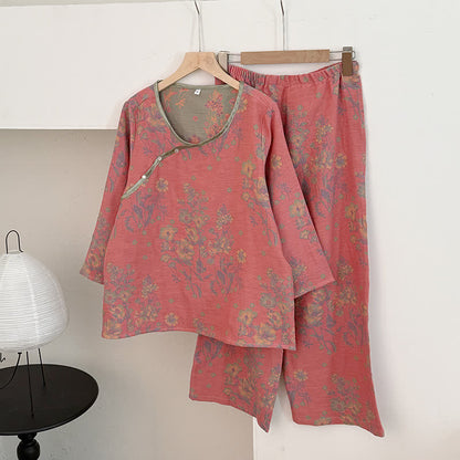 Ownkoti Oriental Pink Peony Cotton Gauze Pajamas - Dark Pink - XL - image 0