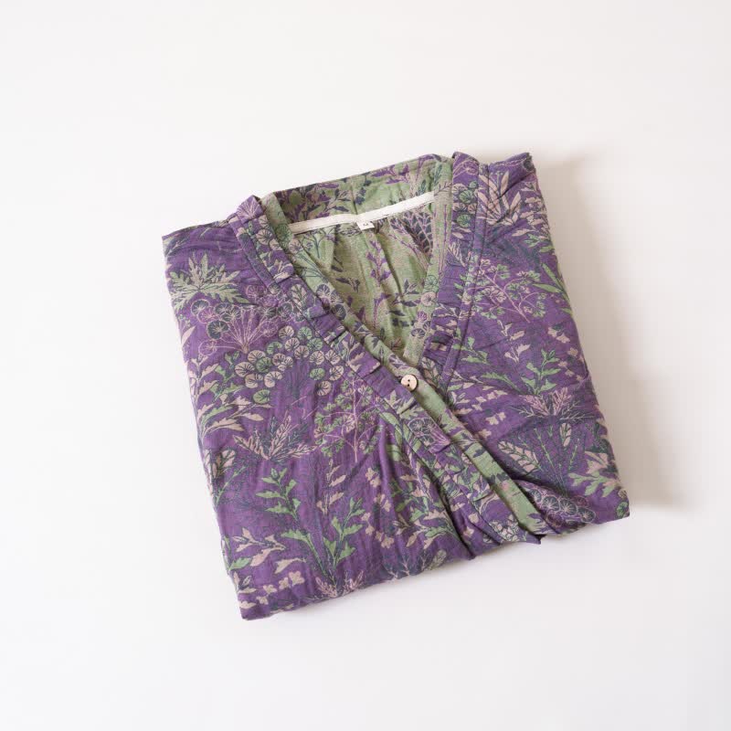 Ownkoti Botanical Plant Ruffled Cotton Nightdress - image 9