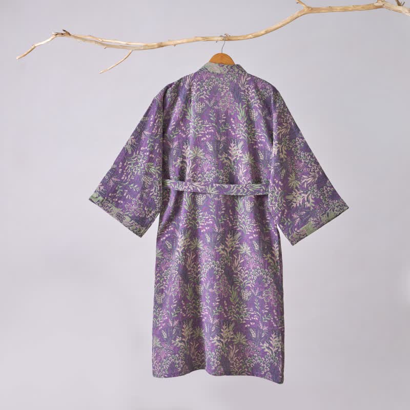 Ownkoti Botanical Plant Cotton Gauze Kimono Robe - image 4