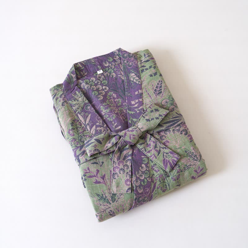 Ownkoti Botanical Plant Cotton Gauze Kimono Robe - image 11
