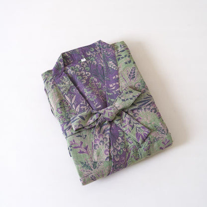 Ownkoti Botanical Plant Cotton Gauze Kimono Robe - image 11