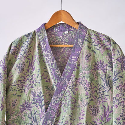 Ownkoti Botanical Plant Cotton Gauze Kimono Robe - image 12